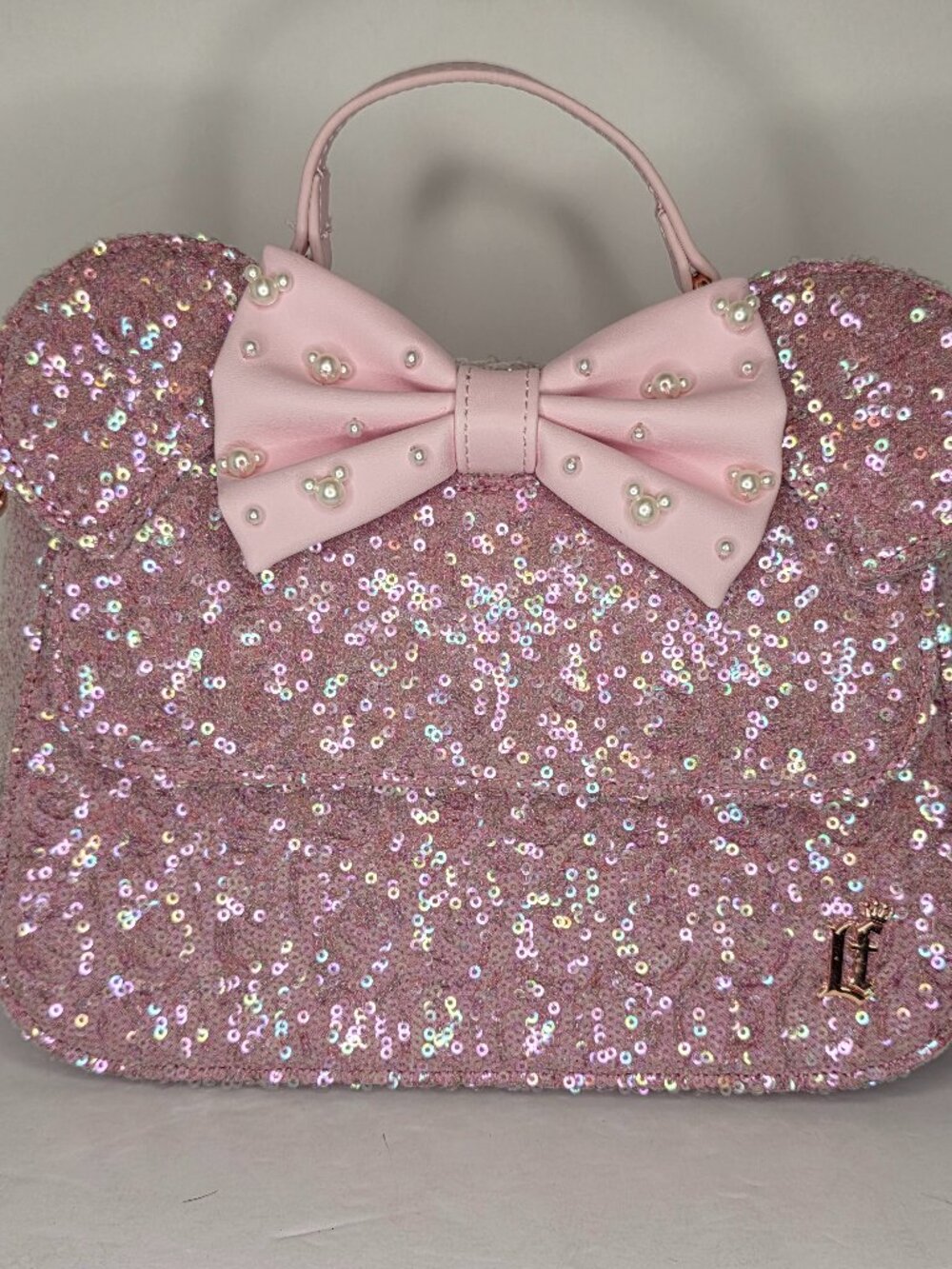 Loungefly Disney Parks Minnie Mouse Pink Sequin Bow Crossbody Bag NWT
